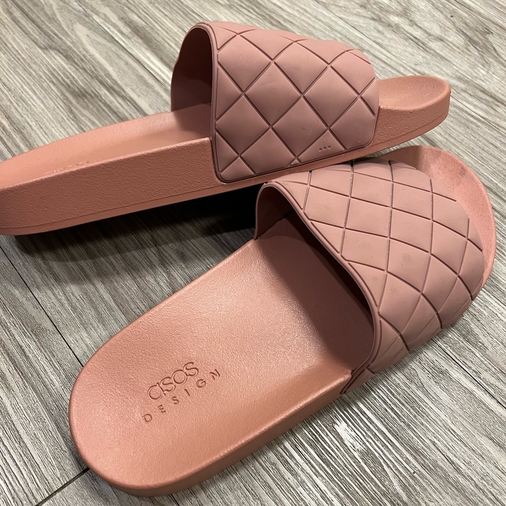 ASOS Pink Quilted Slide Sandals
